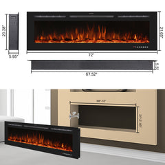 Recessed&Wall-Mounted  Electric Fireplace with Adjustable Flame Color&Intensity-EF