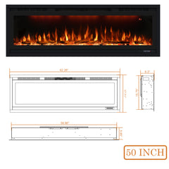 Recessed&Wall-Mounted Electric Fireplace with Realistic Visual Effect-BI