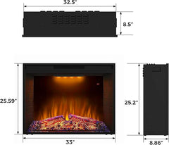 Valuxhome 33" Electric Fireplace Insert for Existing Fireplace or TV Stand with Multi Flame Modes