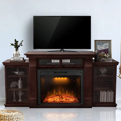 67 Inch Electric Fireplace TV Stand with 25" Fireplace Insert, Brown