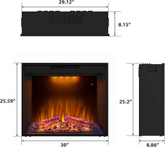 Valuxhome 33" Electric Fireplace Insert for Existing Fireplace or TV Stand with Multi Flame Modes