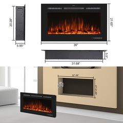 Recessed&Wall-Mounted  Electric Fireplace with Adjustable Flame Color&Intensity-EF