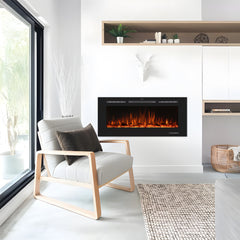 Recessed&Wall-Mounted  Electric Fireplace with Adjustable Flame Color&Intensity-EF