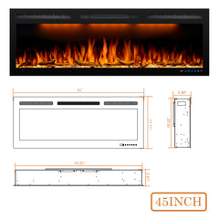 Recessed&Wall-Mounted Electric Fireplace with Ultra Slim Frame-BIG