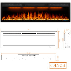 Recessed&Wall-Mounted Electric Fireplace with Ultra Slim Frame-BIG