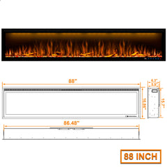 Smart Electric Fireplace with Adjustable Flame Colors, Recessed&Wall-Mounted-BIZ