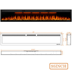 Recessed&Wall-Mounted Electric Fireplace with Ultra Slim Frame-BIG