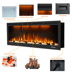 Recessed&Wall-Mounted Electric Fireplace with Realistic Visual Effect-BI