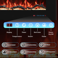 Recessed&Wall-Mounted Electric Fireplace with Multi-Color Flame,Log&Crystal-EFR