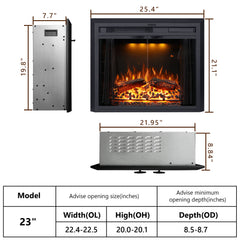 Recessed&Wall-Mounted Electric Fireplace Inserts with Glass Door-EFM