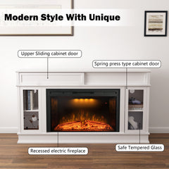 TV Stand for TV Up to 65" with Electric Fireplace, White