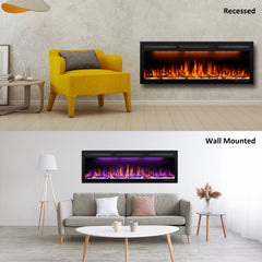 Recessed&Wall-Mounted Electric Fireplace with Ultra Slim Frame-BIG