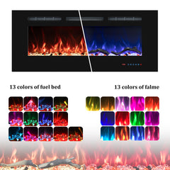 Recessed&Wall-Mounted Electric Fireplace with Multi-Color Flame,Log&Crystal-EFR