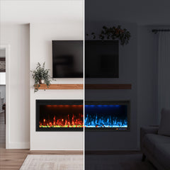 Wall Mounted & Recessed Electric Fireplace with Adjustable Flame & Light, App & Voice Control, Remote Control