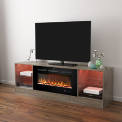 Fireplace 72" TV Stand with 36" Electric Fireplace, Gray