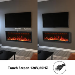 Wall Mounted & Recessed Electric Fireplace with Adjustable Flame & Light, App & Voice Control, Remote Control