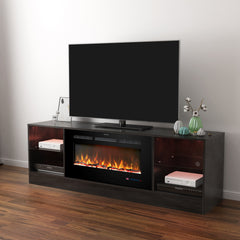 Fireplace 72" TV Stand with 36" Electric Fireplace, Black