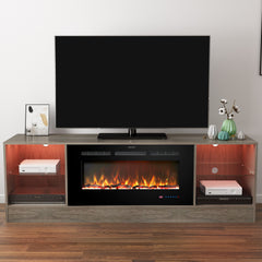 Fireplace 72" TV Stand with 36" Electric Fireplace, Gray