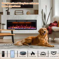 Smart Electric Fireplace with APP controlled, Recessed&Wall-Mounted-BIGP