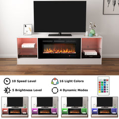 Fireplace 72" TV Stand with 36" Electric Fireplace, White