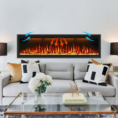 Smart Electric Fireplace with Adjustable Flame Colors, Recessed&Wall-Mounted-BIZ