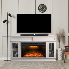 TV Stand for TV Up to 65" with Electric Fireplace, White