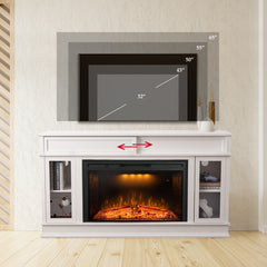 TV Stand for TV Up to 65" with Electric Fireplace, White